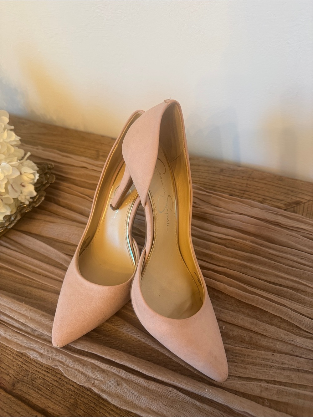 Jessica Simpson Blush Pink Pointed D'Orsay Heels